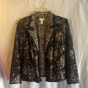Leopard Print Women's Chicos Jacket Blazer Size 2